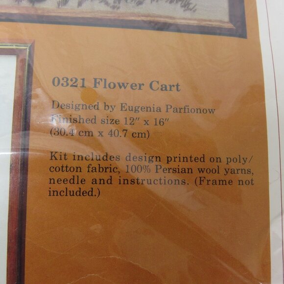 The Creative Circle 0321 Flower Cart Embroidery Kit 12" X 16" New Deadstock - Picture 7 of 10